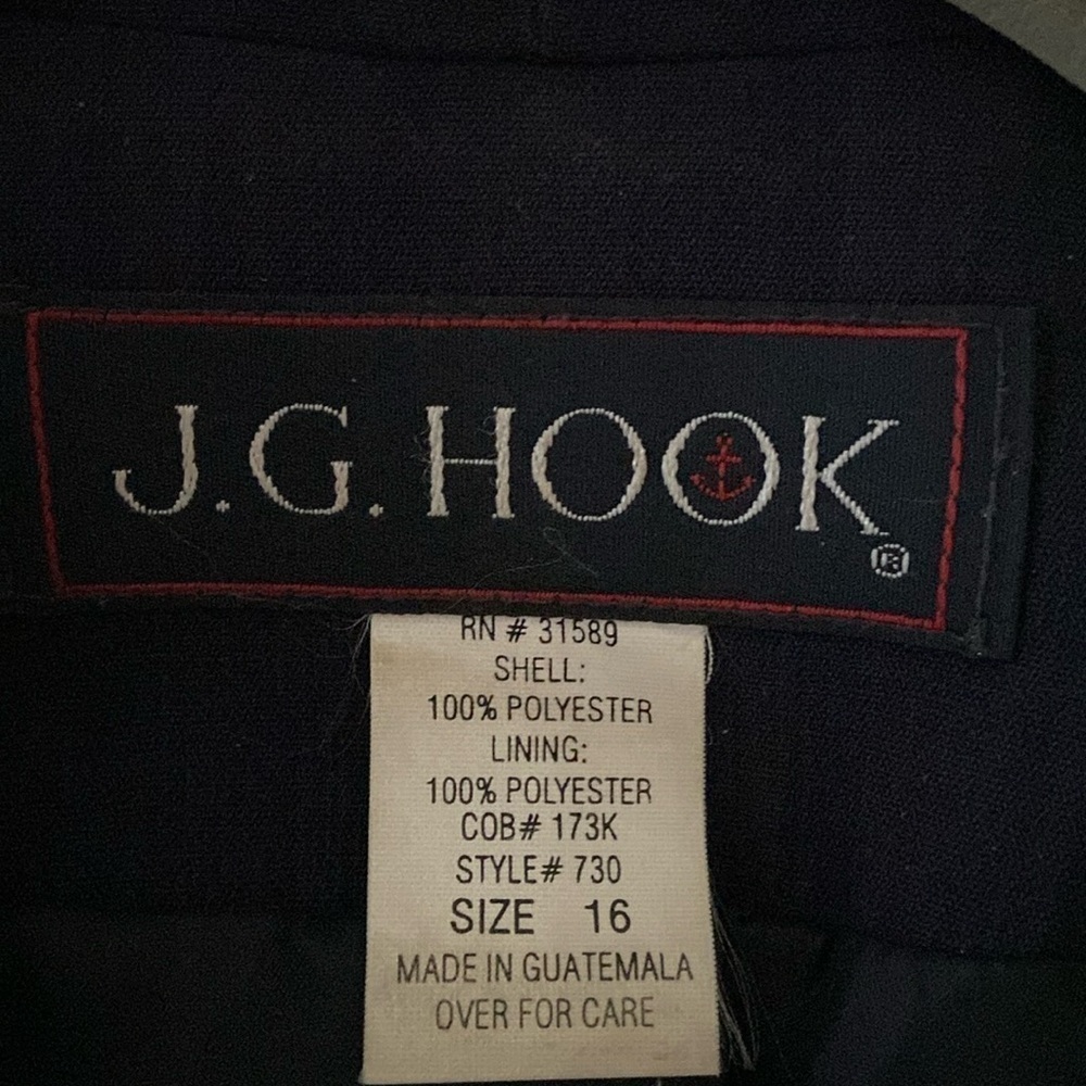Vintage J.G. Hook Navy Blue Long Overcoat Tall Size 16 - Picture 4 of 4